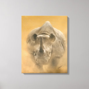 Charging Rhino - Pastels Canvas Afdruk