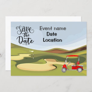 Chariot de golf sur golf partie invitation golfer