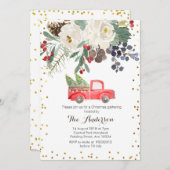 Chariot de Noël Noël Invitation florale (Devant / Derrière)