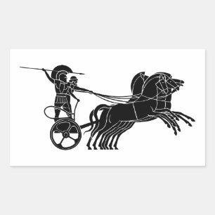 Chariot (paardenvervoer), Grieks reliëf Rechthoekige Sticker