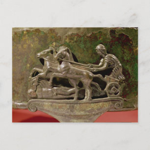 Charioter in zijn chariot, detail van een vuist briefkaart