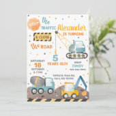 Chariots de construction invitation d'anniversaire (Debout devant)