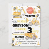 Chariots de construction Invitation d'anniversaire (Devant)