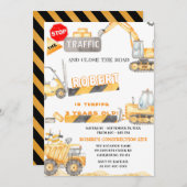 Chariots de construction Invitation d'anniversaire (Devant / Derrière)