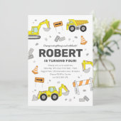 Chariots de construction Invitation de fête d'anni (Debout devant)