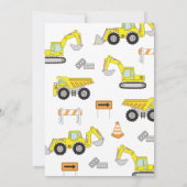 Chariots de construction Invitation de fête d'anni (Dos)