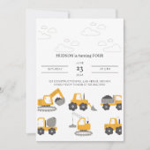 Chariots de construction Invitation de fête d'anni (Devant)