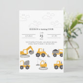 Chariots de construction Invitation de fête d'anni (Debout devant)