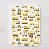 Chariots de construction Invitation de fête d'anni (Dos)