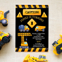 Chariots de construction invitation fête d'anniver