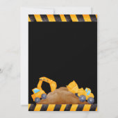 Chariots de construction invitation fête d'anniver (Dos)