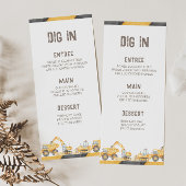 Chariots de construction Menu fête d'anniversaire