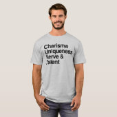 Charisma Uniqueness Nerve Talent T-shirt (Voorkant volledig)