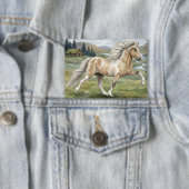 Charismatic Pinto Icelandic Mare watercolor Button (Insitu)