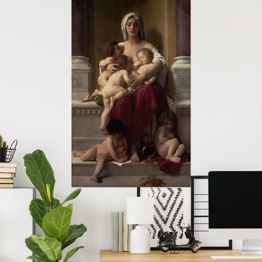 Chariteit van William Adolphe Bouguereau Poster (Thuiskantoor)