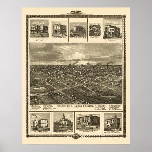 Chariton, IA Panorama Map - 1875 Poster (Voorkant)