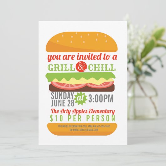 Charity BBQ chill en grill fundraiser PTO kerk Kaart (Staand voorkant)