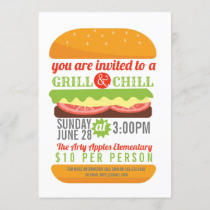 Charity BBQ chill en grill fundraiser PTO kerk Kaart