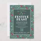 Charity Festive Feast green red Kerstdiner Kaart (Voorkant)