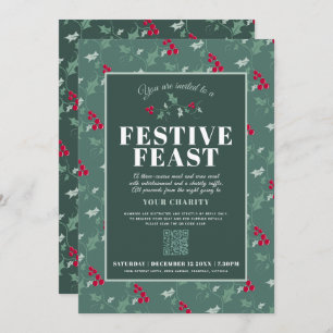 Charity Festive Feast green red Kerstdiner Kaart
