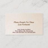 Charity Food Bank Carte de visite à but non lucrat (Dos)