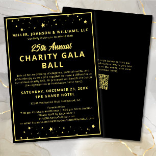 Charity Fundraiser Gala Event Elegant Black Gold I Kaart