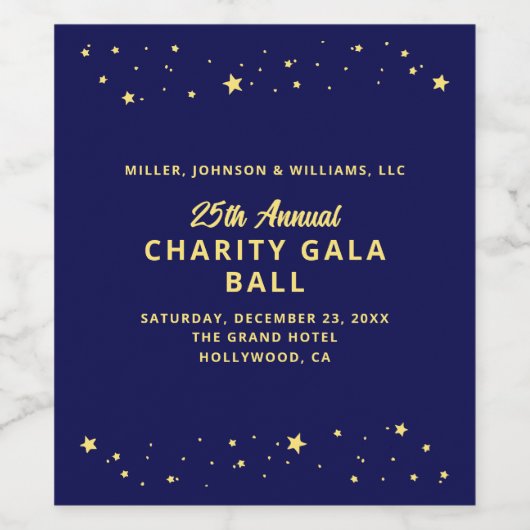 Charity Gala Ball Silent Veiling Elegant Blauw Gou Wijn Etiket (Enkel label)