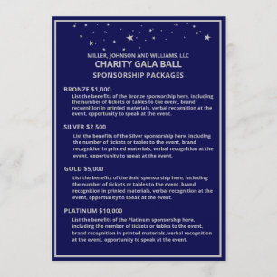 Charity Gala Ball Sponsorship Blauw Zilveren Ster Aankondiging