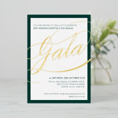 CHARITY GALA elegante formele kalligrafie groen go Folie Uitnodiging (Staand Voorkant)