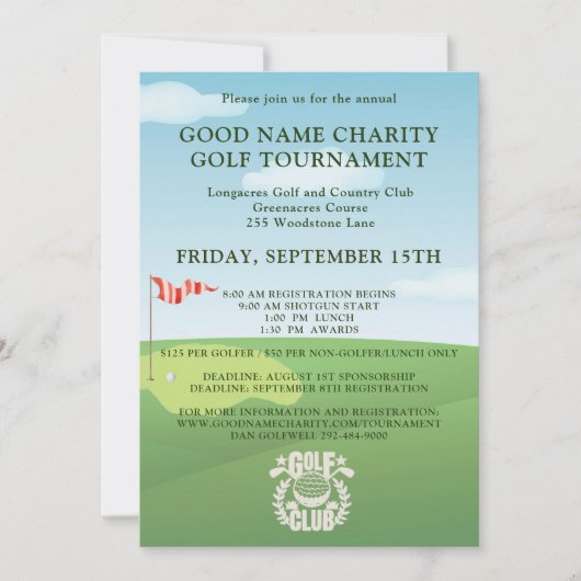 Charity Golf Toernooi Logo QR Code Kaart (Voorkant)