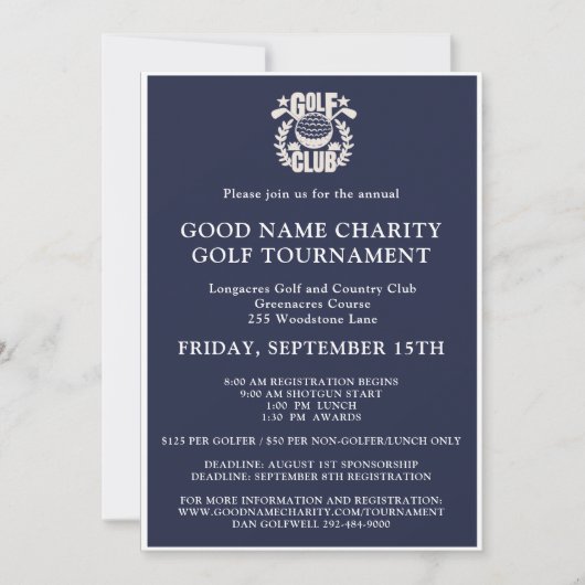 Charity golftoernooi Logo QR-code Kaart (Voorkant)