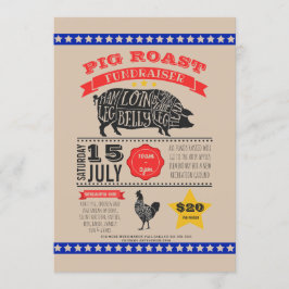Charity pig roast fundraiser PTA PTO jarig Kaart