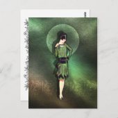 CHARLA, Art Deco Lady in Shades of Green Briefkaart (Voorkant / Achterkant)