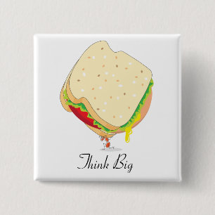 Charles Antlas™_Baloney Sandwich Denk groot Vierkante Button 5,1 Cm