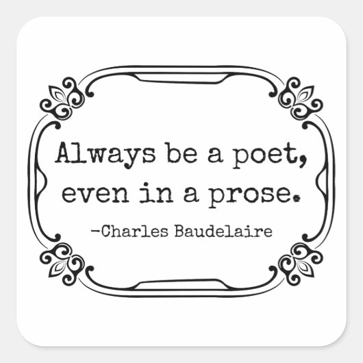 Charles Baudelaire Vierkante Sticker (Voorkant)