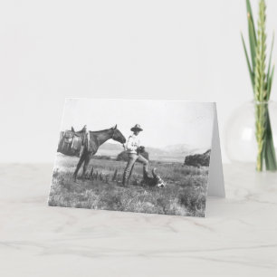 Charles Belden met paard en schedel. Kaart