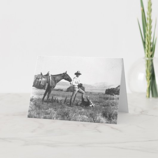 Charles Belden met paard en schedel. Kaart (Voorkant)