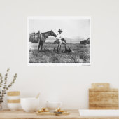 Charles Belden met paard en schedel. Poster (Keuken)