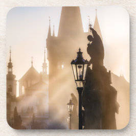 Charles Bridge bij zonsopgang Harde plastic onderz Bier Onderzetter