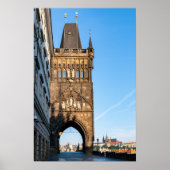 Charles bridge old tower & Prague castle Poster (Voorkant)