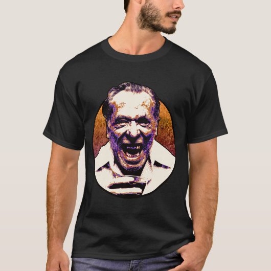 Charles Bukowski Halftone Stippen T-shirt (Voorkant)