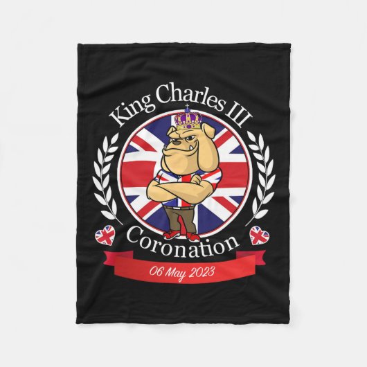 Charles Coronation Engelse buldog in een kroon Fleece Deken (Voorkant)