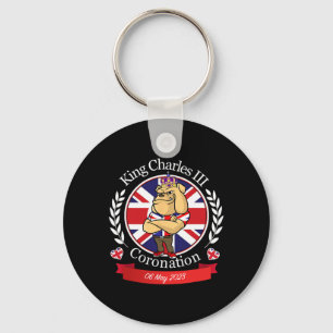 Charles Coronation Engelse buldog in een kroon Sleutelhanger