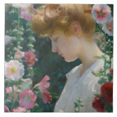 Charles Courtney Curran Hollyhocks en Sunlight Tegeltje (Voorkant)