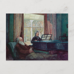 Charles Darwin en zijn vrouw in de Piano Briefkaart