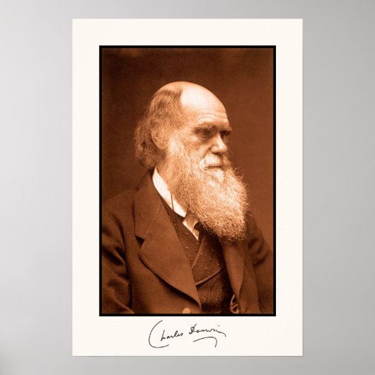 Charles Darwin, geautograveerd Poster (Voorkant)