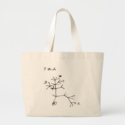 Charles Darwin - Ik denk (zwart) Grote Tote Bag (Voorkant)