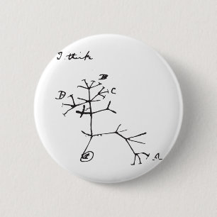 Charles Darwin - Ik denk (zwart) Ronde Button 5,7 Cm