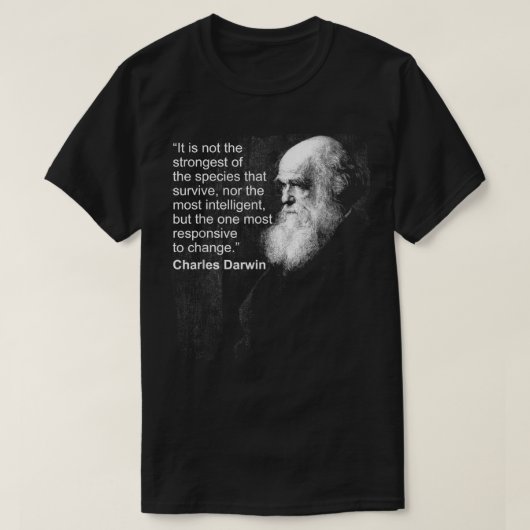Charles Darwin Portrait citeert Evolution Atheist  T-shirt (Design voorkant)