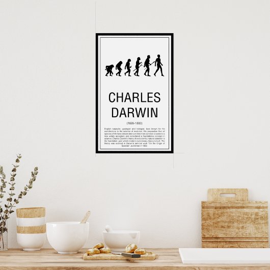 Charles Darwin Poster (Keuken)